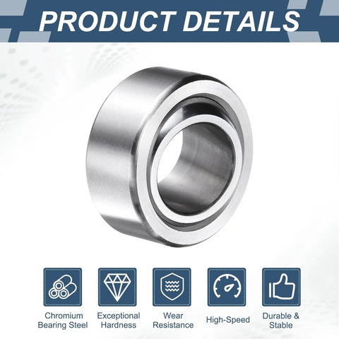 Heavy Duty COM12T Spherical Plain Bearings Pair 3/4 X 1 7/16 X 3/4 Chrome Steel Bushings, showcasing a chrome bearing steel bearing.