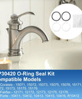 O Ring Seal Kit For Kitchen Faucets With Two O Rings Two Bearings And One Lube Repair Kit next to a stainless steel faucet