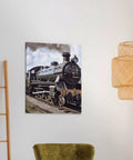Steam Locomotive Train Poster On Cotton And Linen Hanging Wall Decor for living room, showcasing vintage train artwork