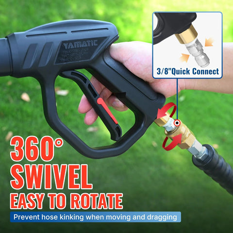 YAMATIC pressure washer gun wand with ergonomic handle and 360-degree swivel; 3/8 in quick-connect to M22.