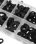 Heavy Duty Plastic Washer Assortment Kit For Bolts And Screws With Cushioning And Wear Resistance Black Flat Washers in tray