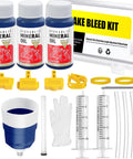 Hydraulic Disc Brake Bleed Kit for Magura Systems, includes 180ml mineral oil bottles, metal adapter, transparent funnel and tools