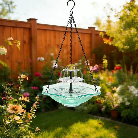 3 Tier Solar Bird Bath Fountain Pump With Soaring Waterfall Feature for Birdbath and Backyard Pond Outdoor Decor hanging garden view