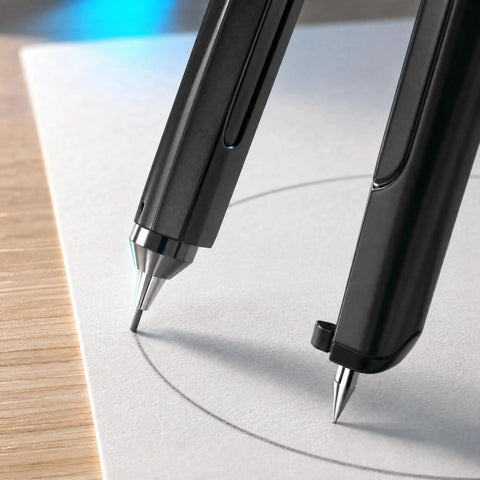 Digital Radius Compass Draw Tool With 0.5mm Lead For Precise Circles Drafting And Geometry No Slip Grip close-up on paper