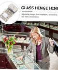 POPETPOP glass door hinge for wine cabinets; durable clamp hinge with screws