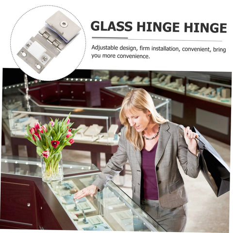 POPETPOP glass door hinge for wine cabinets; durable clamp hinge with screws