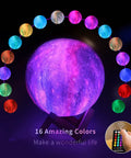 Moon Lamp Galaxy Night Light 3D Printed LED Moon Light With Stand 16 Color Options Remote And Touch Control USB Rechargeable Gift