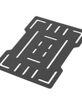 Versatile Roof Rack Mount Panel and Jerry Can Holder, heavy-duty steel, textured black finish, uninstalled, top view.