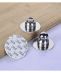Heavy Duty Stainless Steel Door Stops For Home With Magnetic Noiseless Catch To Hold Doors Open Securely On Walls And Skirting Boards In Bedrooms Bathrooms And Offices, featuring round design and adhesive backing.