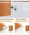 10 Pack 5 Pairs Soft Close Kitchen Cabinet Hinges for Half Inch Overlay on face-frame cabinet, installation guide shown.