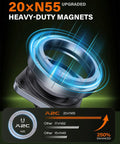 Upgraded Magnetic Golf Cart Phone Holder With 20x N55 Magnets showing circular design and magnetic strength illustration