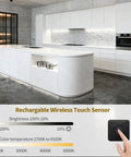 Modern kitchen with Linkable 15 Foot CCT COB LED Light Bar Kit With 12 Bars 2700K To 6500K and touch sensor for brightness control.