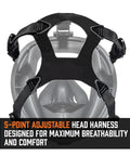 5-point adjustable head harness for Industrial Grade Full Face Gas Mask With 40mm NATO Filter Compatibility and Advanced Valve Design