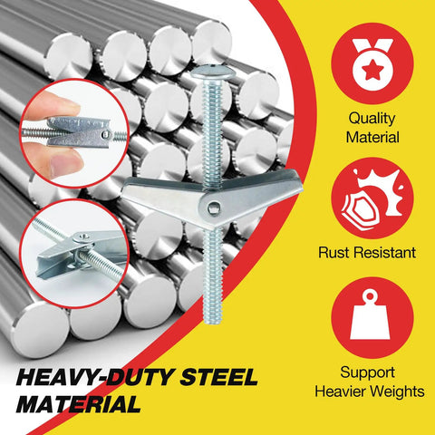 Heavy Duty One Quarter Inch Drywall Anchors and Screws Kit With 20 Toggle Bolts and Wing Nuts Hollow Wall Anchors