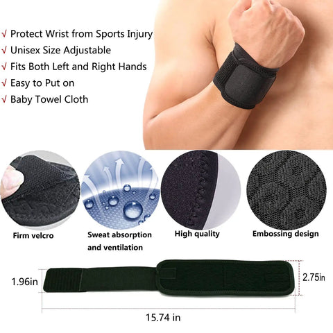 Man wearing 2 Pack Wrist Wraps For Carpal Tunnel Relief And Pain Prevention, Flexible Adjustable Wrist Brace For Men And Women, close-up view