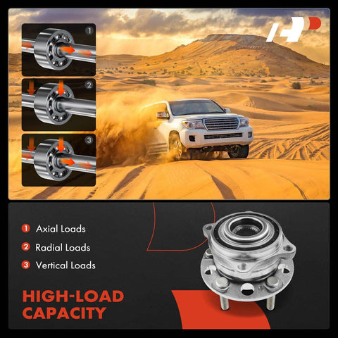High-load capacity of two pack wheel bearing and hub assemblies direct fit 5 lug for Kia Sorento and Hyundai Santa Fe.