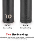 Bad Boy 1/4 Inch Drive Six Point Impact Socket 13 Millimeter showing front laser marking and back stamped marking detail.