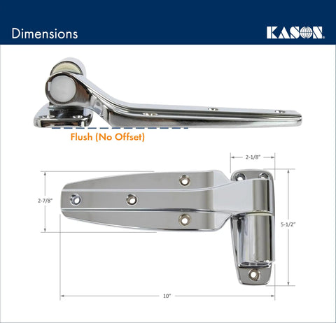 Reversible Cam Rise Hinge With One And A Quarter Inch Offset, Self Closing Door Hardware, Smooth Nylon Cam for flush mount