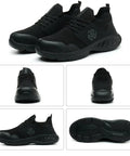 Indestructible Slip On Steel Toe Shoes For Men Built Tough For Work Non Slip Lightweight Safety Sneakers ASTM F2413-24 Black Size 7
