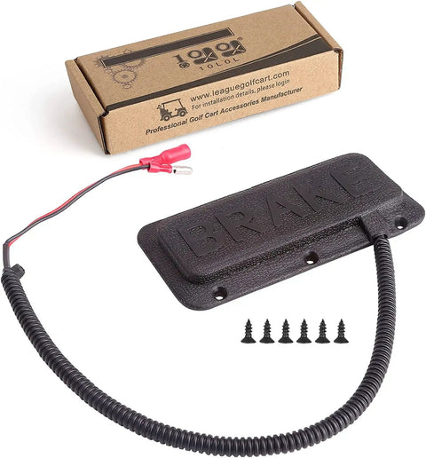 Built Like A Tank Premium Quality Universal Golf Cart Brake Light Switch Pad Mount For Yamaha Ezgo Club Car, includes wires and screws.