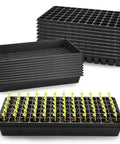 Heavy Duty Reusable Plastic Seed Starter Kit With 10 Sets Of 1020 Trays No Holes And 10 Packs Of 72 Cell Seed Starter Trays 20 By 10 Inches