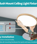 Person installing Gold LED Flush Mount Ceiling Light Fixture 12 Inch 28W 5000K Set Of 4 Ultra Slim Ceiling Lamps