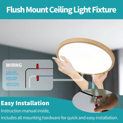 Six Pack Ultra Sleek 12 Inch LED Ceiling Light Fixture Flush Mount, 18W, 120W Equivalent, Dimmable Round Ceiling Lamp With 3000K 4000K 5000K CCT, Ideal For Kitchen Hallway Living Room