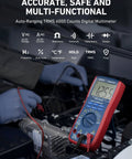 Digital Multimeter And Analyzer With TRMS 6000 Counts Auto Ranging Pro Grade in use for car engine testing.