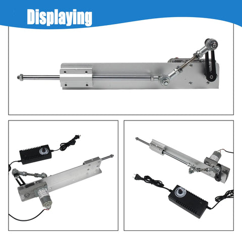DC 24V DIY Reciprocating Linear Actuator With Adjustable Telescopic Stroke And Speed Controller, shown from multiple angles.
