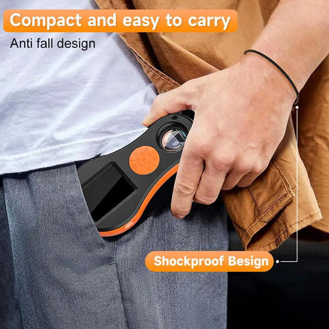 Handheld Digital Microscope With 2-In IPS Color Screen Portable Macro Magnifier For Curious Kids Built-In 8 LED Lights USB Compatible With PC And Mac Stores 200 Photos SD Expandable Fixed And Ultra Macro Focus, held in a hand
