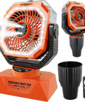 48Hrs Golf Cart Misting Fan 2 In 1 Large Golf Cart And Camping Fan With Cup Holder 2 Spray Modes 4 Speeds LED Lights Detachable Base