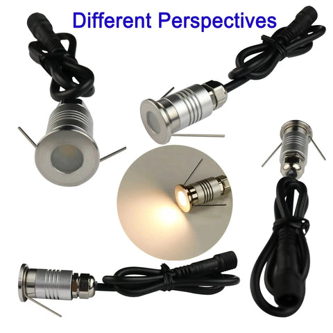 LED Mini In-Ground Well Lights Finger Size 1W 12V DC 120 Degree Wide Beam IP67 Waterproof Recessed Marker Light for Outdoor