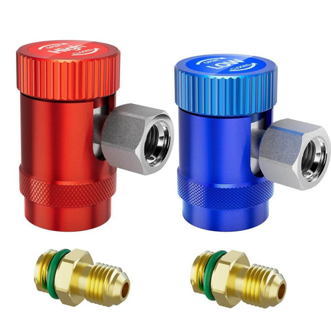 R1234YF Quick Coupler Kit Set of 2, DIY Friendly Adjustable High And Low Side Adapters For Automotive Air Conditioning Service