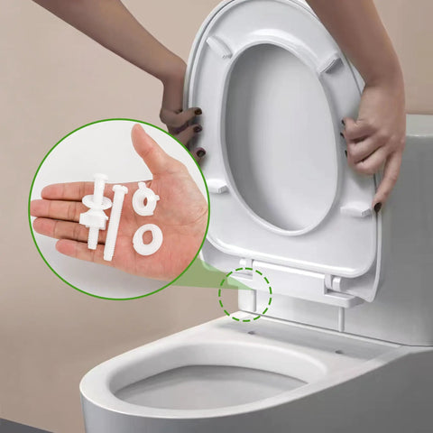 Installation of Toilet Seat Screws Replacement White Plastic Bolts And Nuts For Top Mount Toilet Seat Hinges Two Pack No Tools Needed