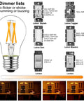 Smooth Dimmable E26 LED Bulbs 6W 60W Equivalent Vintage Edison Style A15 Clear Glass 2700K 600LM No Fuss dimming options