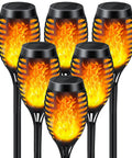 Outdoor Solar Torch Lights 6 Pack With Realistic Flickering Flame Effect Waterproof Pathway Lights For Garden Yard Patio Auto On Off Durable Solar Powered Landscape Lighting To Create Warm Nighttime Ambiance And Standout Curb Appeal