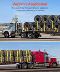 Beefy Heavy Duty Tie Down Straps 4 In By 30 Ft With Flat Hooks 18,000 Lbs Break Strength WLL 6,000 Lbs 10 Pack securing cargo.