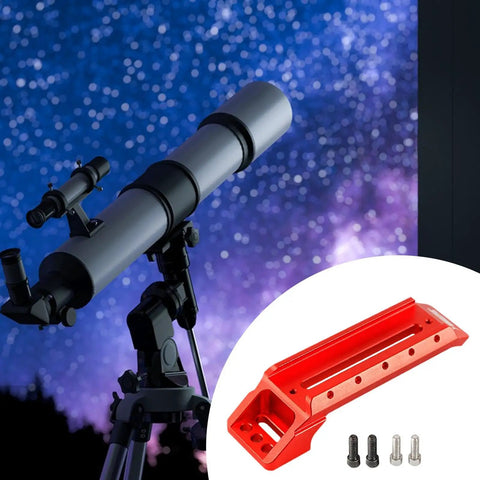 Astronomy Telescope Carrying Handle Mount Bracket with 60 Degree Slot showcasing red alloy handle alongside screws for installation.