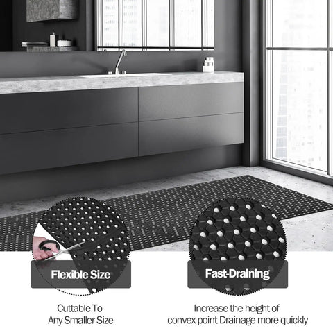 Anti Fatigue Drainage Rubber Mat For Wet Areas Non Slip Commercial Kitchen Floor Mat With Holes Rugged Natural Rubber