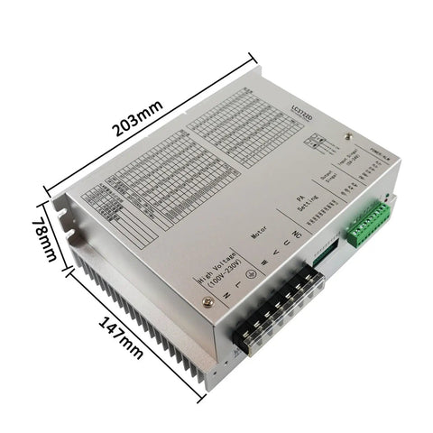 Powerful 3Phase Ac Open Loop Stepper Driver For Industrial Robots And Automation Gear Featuring Nema42 Motor Control with dimensions 203mm x 78mm x 147mm.