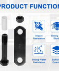 Trailer Shackle Kit For Double Eye Springs, Tandem Axle Handcuff And Spring Hanger Kit, components and benefits displayed