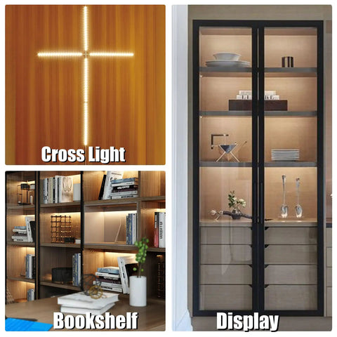 Lit Under Cabinet Lighting Kit With Eight 12 Inch LED Light Bars For Kitchen Counter Desk Bookcase Shelf Showcases DIY Tape