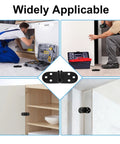 Rock Solid 2 Piece 180 Degree Flip Top Hinges For Folding Tables, Black zinc alloy hinges shown in various installation scenarios.