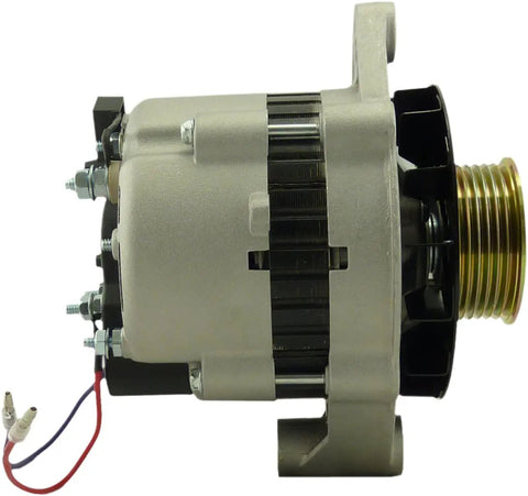 Side view of SAE J1171 Marine Certified Alternator for Cummins Mercruiser and Mando Marine Engines, 6 Groove Serpentine Pulley.