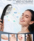 Person enjoying Handheld Shower Head With High Pressure Turbo Power Wash, 7 Modes, Anti Clog Nozzles, Built In Filter System