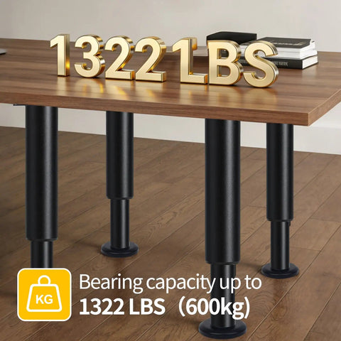 Level Out Your Living Room Like A Pro With Heavy Duty Adjustable L Shape Furniture Legs 4 Pack Twisting From 7 To 12.2 Inches To Banish Wobbly Couches And Secure Everything In Matte Black, showing legs supporting 1322 lbs.