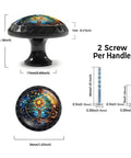 4 Pack Stained Glass Tree Of Life Cabinet Knobs For Kitchen And Home Decor With Totally Eye Catching Sun Moon Theme, dimensions view