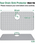 Silicone Sink Protector Mat For Kitchen Sink 28x15 Inches Heat Resistant No Slip Grid For Stainless Steel And Porcelain Sinks With Rear Drain Gray Durable Mat Keeps Dishes Safe And Sink Clean Flexible Silicone Will Not Scratch Surfaces.