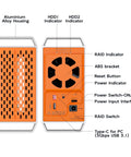 Top Shelf Dual Bay SATA RAID Enclosure For 3.5 Inch HDD and SSD with USB 3.0, indicators, fan, and ports detailed view.