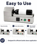 Compact Electric Heat Shrink Machine For Wine Bottle Neck Sleeves with bottle and controls for efficient label sealing.